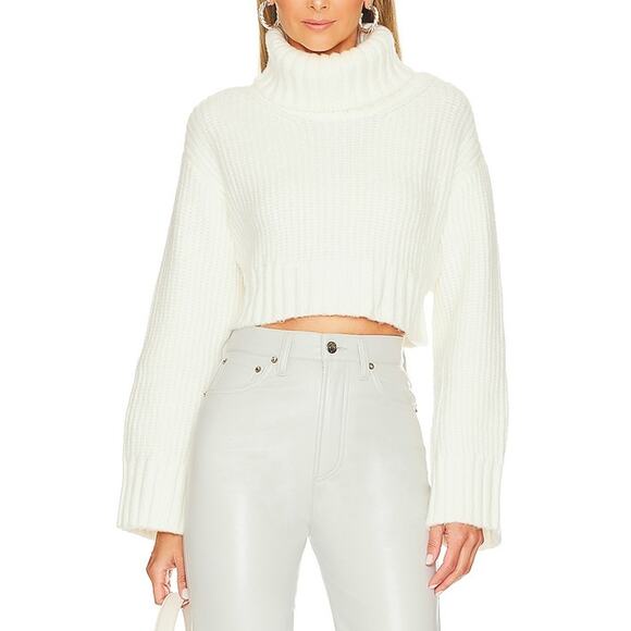 Lovers And Friends Tops - Lovers And Friends 'Feya' White Acrylic Cropped Pullover Sweater Size XS